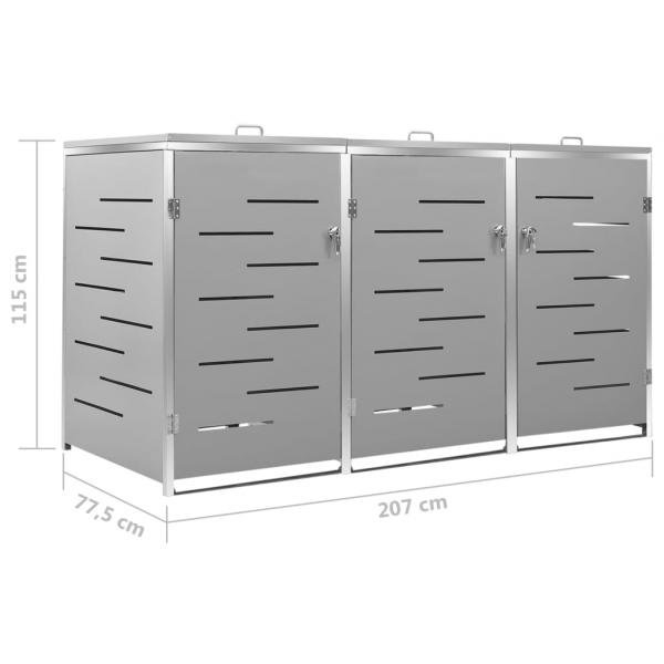 Mülltonnenbox für 3 Tonnen 207x77,5x115 cm Edelstahl