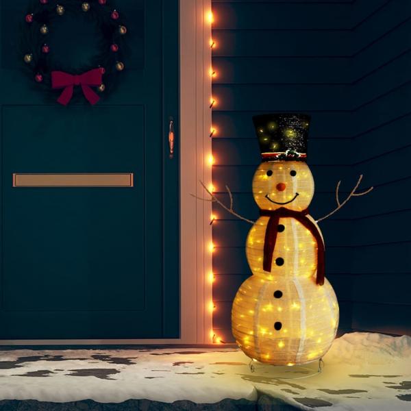 ARDEBO.de - LED-Schneemann Weihnachtsfigur Luxus-Stoff 120 cm