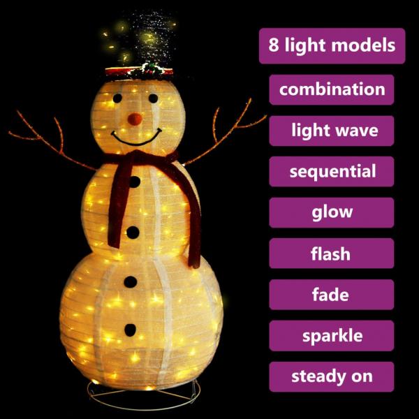 LED-Schneemann Weihnachtsfigur Luxus-Stoff 120 cm