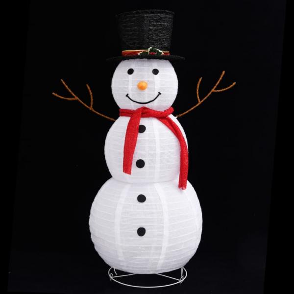 LED-Schneemann Weihnachtsfigur Luxus-Stoff 120 cm