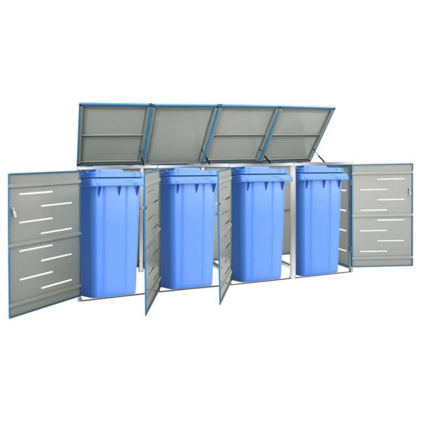 ARDEBO.de - Mülltonnenbox für 4 Tonnen 276,5x77,5x112,5 cm Edelstahl