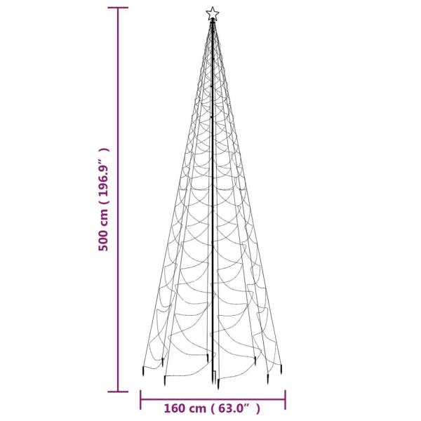 LED-Weihnachtsbaum mit Metallstange 1400 LEDs Kaltweiß 5 m