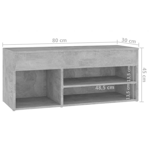 Schuhbank Betongrau 80x30x45 cm Holzwerkstoff