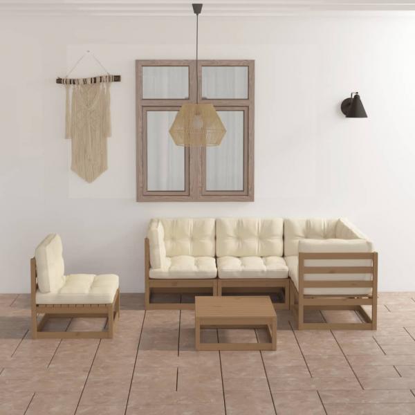 ARDEBO.de - 6-tlg. Garten-Lounge-Set mit Kissen Kiefer Massivholz