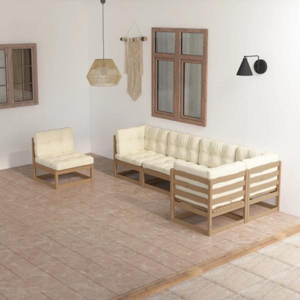 ARDEBO.de - 6-tlg. Garten-Lounge-Set mit Kissen Kiefer Massivholz