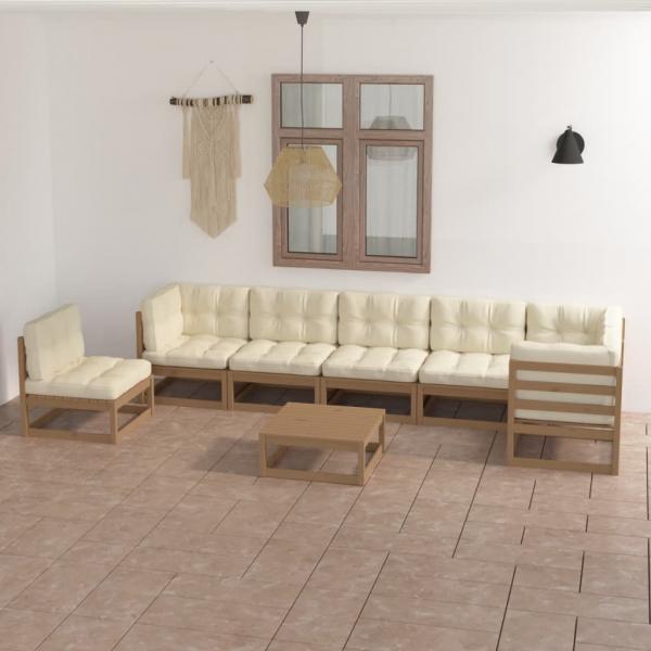 ARDEBO.de - 8-tlg. Garten-Lounge-Set mit Kissen Massivholz Kiefer