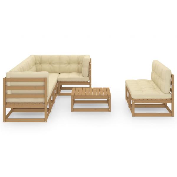 8-tlg. Garten-Lounge-Set mit Kissen Massivholz Kiefer