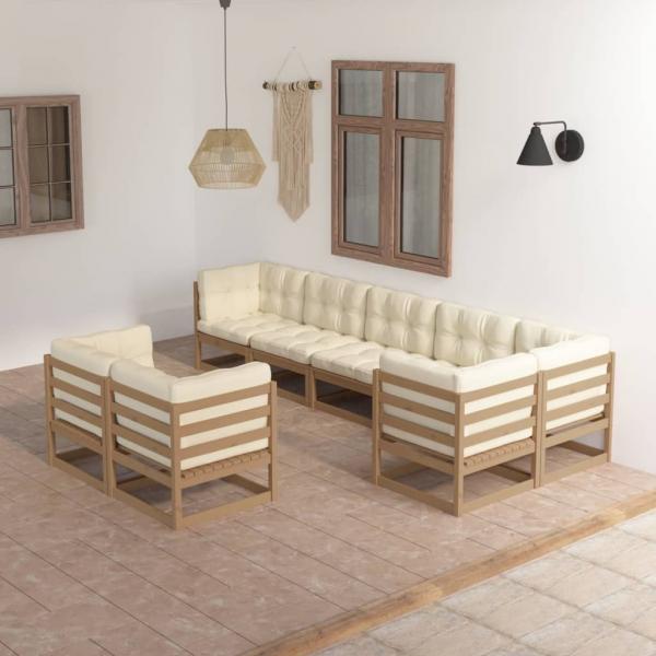 ARDEBO.de - 8-tlg. Garten-Lounge-Set mit Kissen Massivholz Kiefer