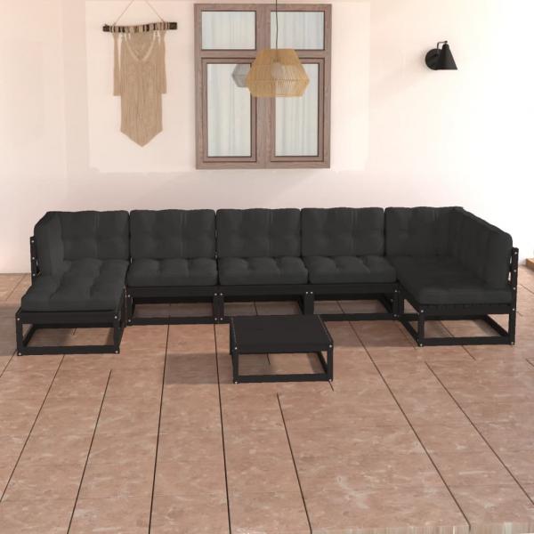 ARDEBO.de - 8-tlg. Garten-Lounge-Set mit Kissen Massivholz Kiefer