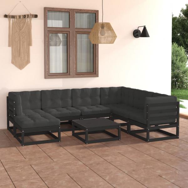 ARDEBO.de - 8-tlg. Garten-Lounge-Set mit Kissen Massivholz Kiefer