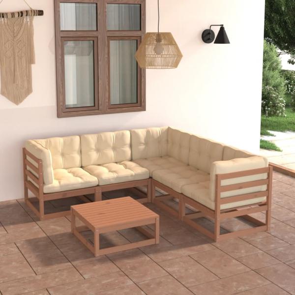 ARDEBO.de - 6-tlg. Garten-Lounge-Set mit Kissen Massivholz Kiefer