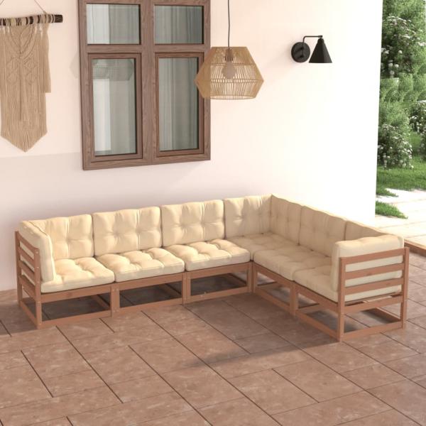 ARDEBO.de - 6-tlg. Garten-Lounge-Set mit Kissen Massivholz Kiefer