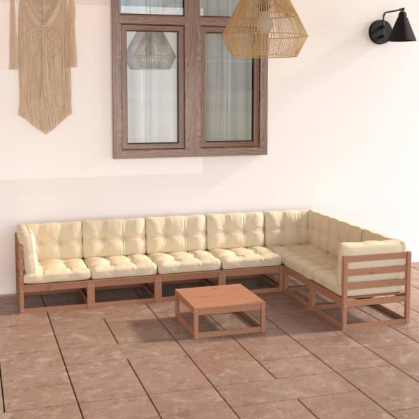 ARDEBO.de - 8-tlg Garten-Lounge-Set mit Kissen Honigbraun Massivholz Kiefer