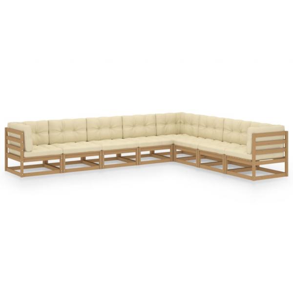 ARDEBO.de - 8-tlg Garten-Lounge-Set mit Kissen Honigbraun Massivholz Kiefer