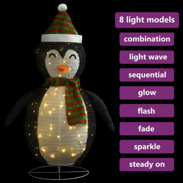 Weihnachtsdeko LED Pinguin Luxus-Stoff 90 cm