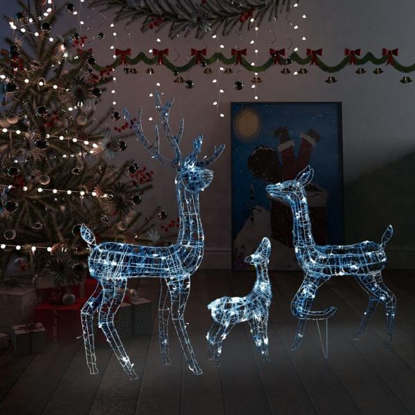 ARDEBO.de - LED-Rentier-Familie Weihnachtsdeko Acryl 300 LED Kaltweiß