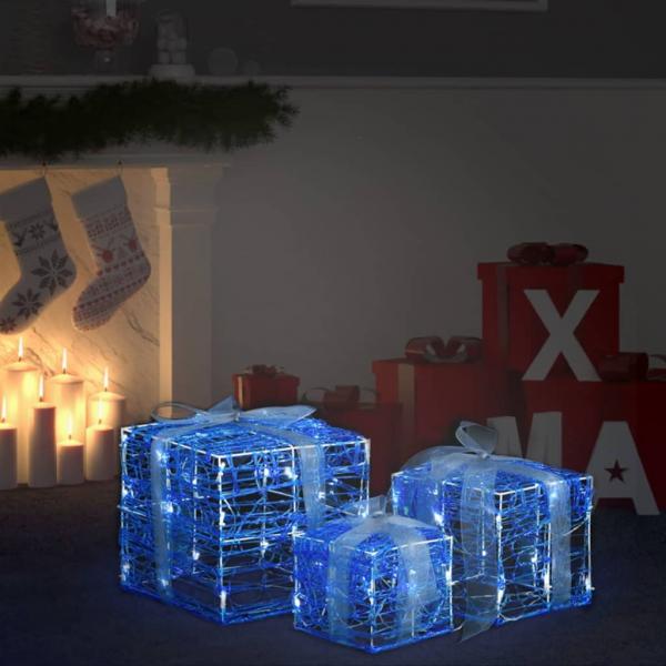 ARDEBO.de - LED-Geschenkboxen 3 Stk. Weihnachtsdekoration Kaltweiß