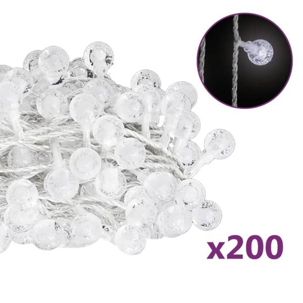 Lichterkette Kugeln 20 m 200 LED Kaltweiß 8 Funktionen