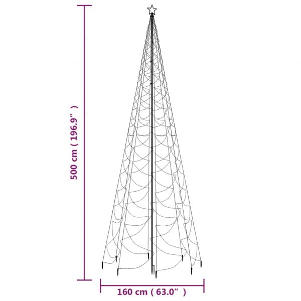 LED-Weihnachtsbaum mit Metallstange 1400 LEDs Blau 5 m