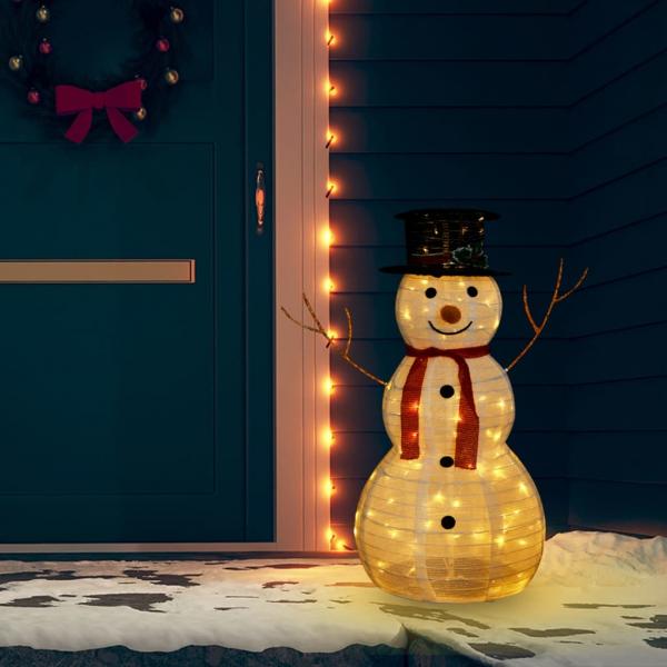 ARDEBO.de - LED-Schneemann Weihnachtsfigur Luxus-Stoff 90 cm