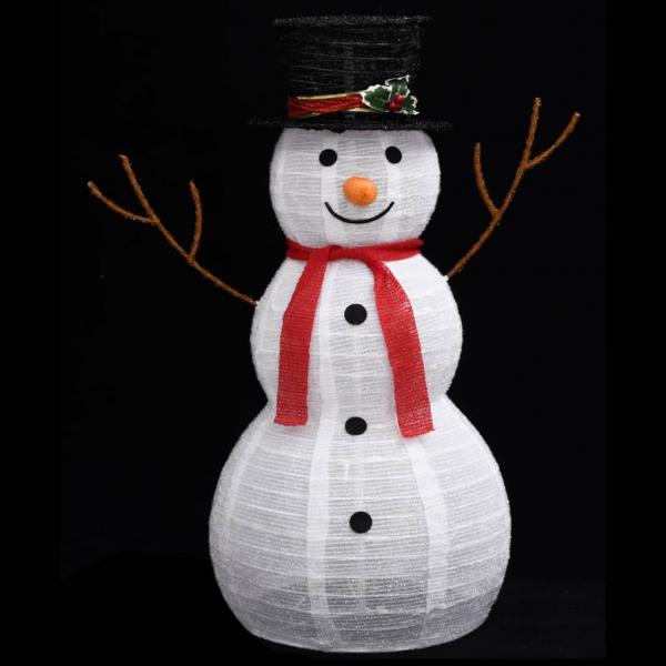 LED-Schneemann Weihnachtsfigur Luxus-Stoff 90 cm