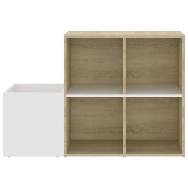 Flur-Schuhschrank Weiß Sonoma Eiche 105x35,5x70cm Holzwerkstoff