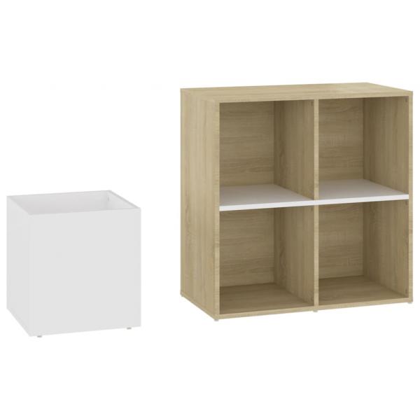 Flur-Schuhschrank Weiß Sonoma Eiche 105x35,5x70cm Holzwerkstoff