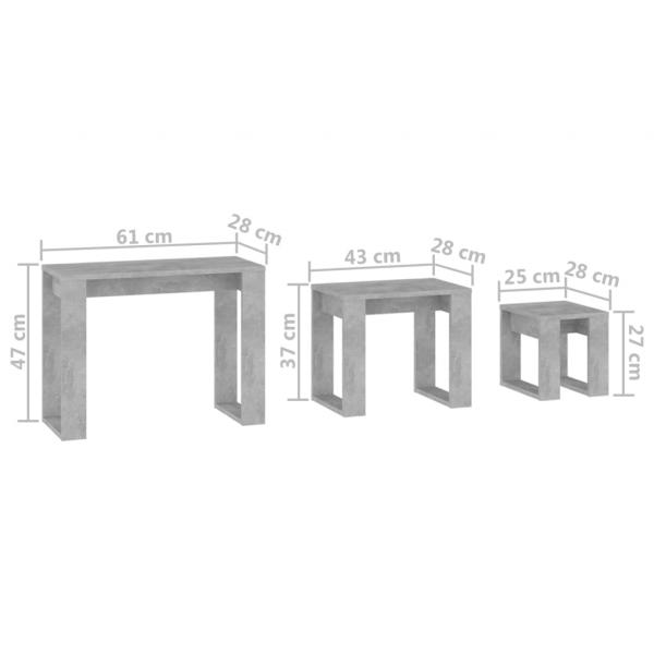 Satztische 3-tlg. Betongrau Holzwerkstoff