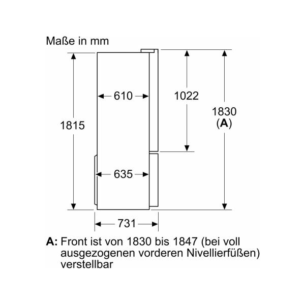 Bosch KFN96VPEA Stand Kühl-Gefrierkombination, 605 L, 91 cm breit, NoFrost, LED-Beleuchtung, SuperKühlen, VitaFresh, Edelstahl-Look