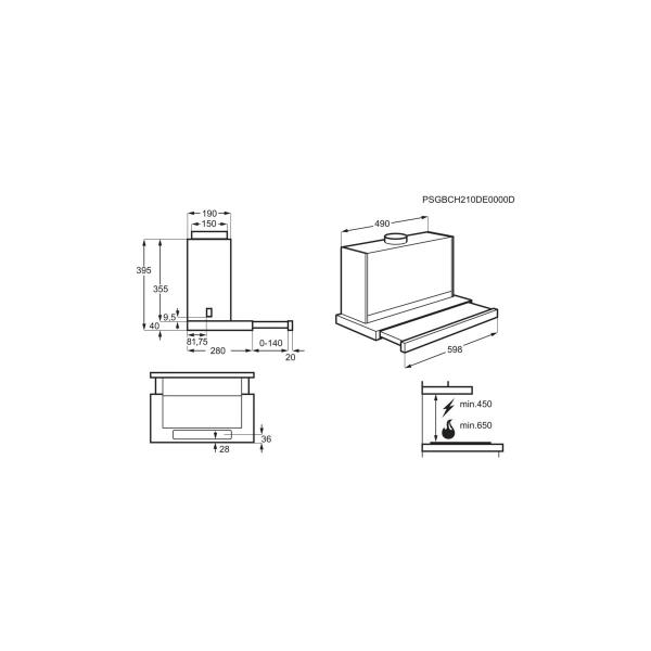 AEG DPS5650AM EEK: A Flachschirmhaube, 60 cm breit, Ab-/Umluft, LED-Beleuchtung, grau