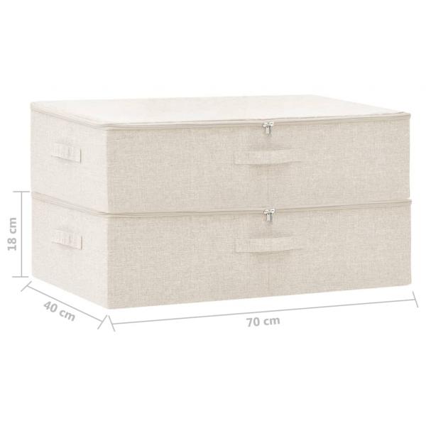 Aufbewahrungsboxen 2 Stk. Stoff 70x40x18 cm Creme