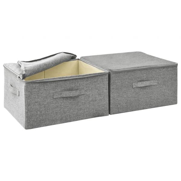 Aufbewahrungsboxen 2 Stk. Stoff 43x34x23 cm Grau