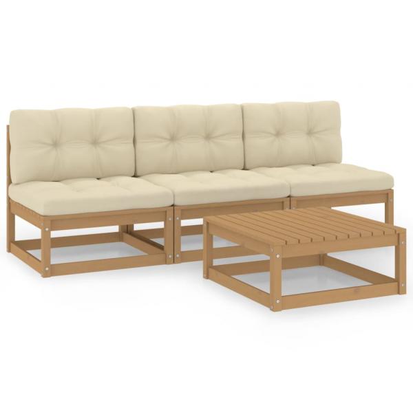 ARDEBO.de - 4-tlg. Garten-Lounge-Set mit Kissen Kiefer Massivholz