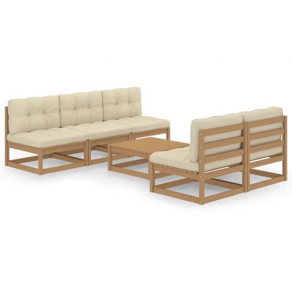 ARDEBO.de - 6-tlg. Garten-Lounge-Set mit Kissen Kiefer Massivholz