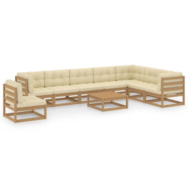 ARDEBO.de - 9-tlg Garten-Lounge-Set mit Kissen Honigbraun Massivholz Kiefer