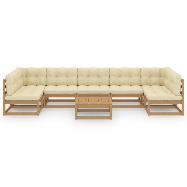 8-tlg Garten-Lounge-Set mit Kissen Honigbraun Massivholz Kiefer