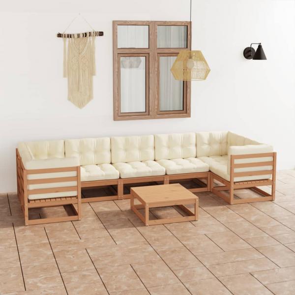 ARDEBO.de - 8-tlg Garten-Lounge-Set mit Kissen Honigbraun Massivholz Kiefer