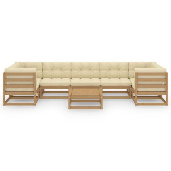 8-tlg Garten-Lounge-Set mit Kissen Honigbraun Massivholz Kiefer