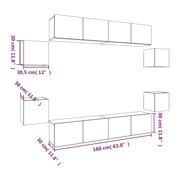 8-tlg. TV-Schrank-Set Grau Sonoma Holzwerkstoff