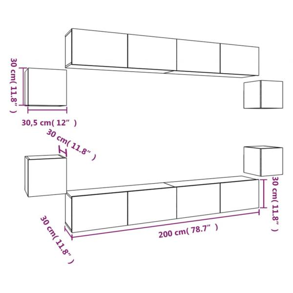 8-tlg. TV-Schrank-Set Braun Eichen-Optik Holzwerkstoff