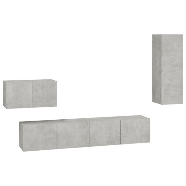 4-tlg. TV-Schrank-Set Betongrau Holzwerkstoff