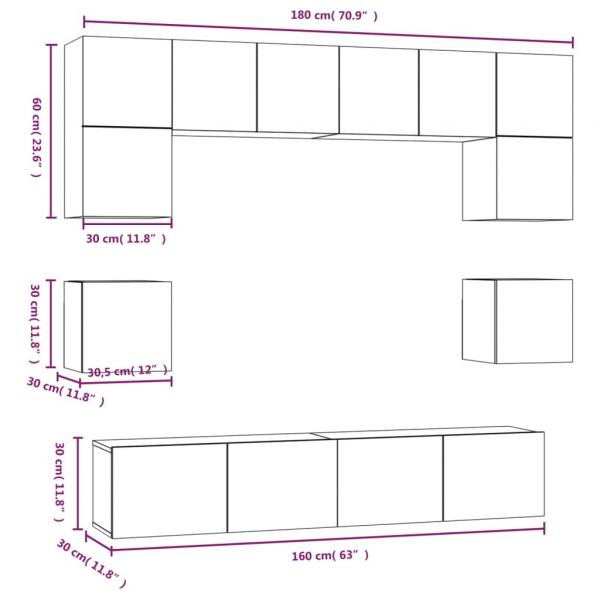 8-tlg. TV-Schrank-Set Sonoma-Eiche Holzwerkstoff