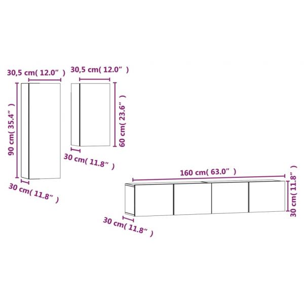 4-tlg. TV-Schrank-Set Sonoma-Eiche Holzwerkstoff