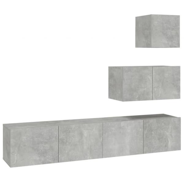 4-tlg. TV-Schrank-Set Betongrau Holzwerkstoff