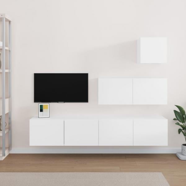 ARDEBO.de - 4-tlg. TV-Schrank-Set Weiß Holzwerkstoff