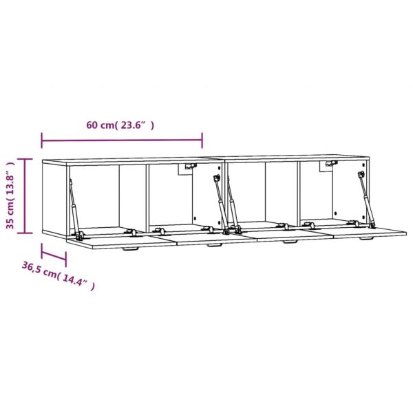 Wandschränke 2Stk Braun Eichen-Optik 60x36,5x35cm Holzwerkstoff