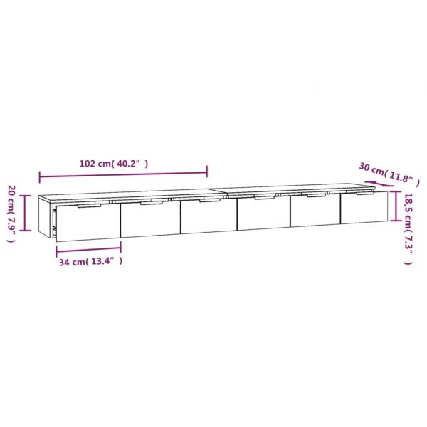 Wandschränke 2 Stk. Grau Sonoma 102x30x20 cm Holzwerkstoff