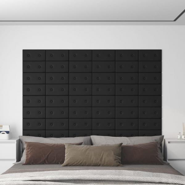 ARDEBO.de - Wandpaneele 12 Stk. Schwarz 30x15 cm Kunstleder 0,54 m²