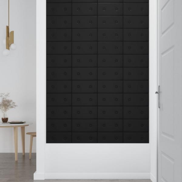 Wandpaneele 12 Stk. Schwarz 30x15 cm Kunstleder 0,54 m²