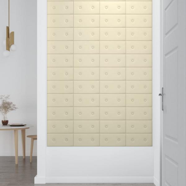 Wandpaneele 12 Stk. Creme 30x15 cm Kunstleder 0,54 m²